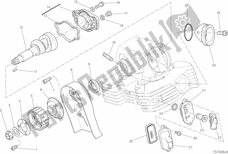 All parts for the Vertical Cylinder Head - Timing of the Ducati Scrambler Urban Enduro Thailand 803 2017